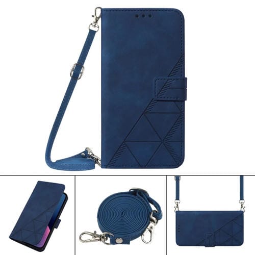 Funda Crossbody Samsung Galaxy A22 5G 3D En Relieve Caja de Cuero (Azul)