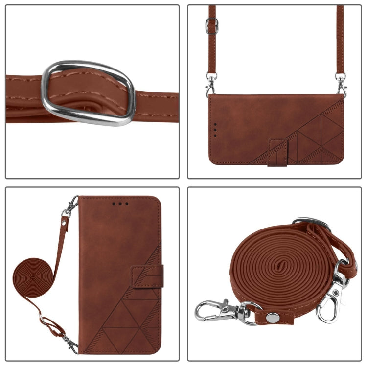 Funda para Sony Xperia 5 III Crossbody 3D de Cuero con Goma en Relieve (Marrón)