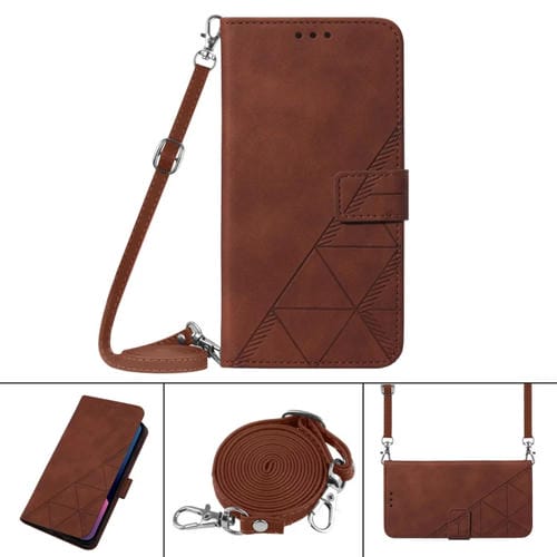 Funda de Cuero para Tecno Camon 18I Crossbody 3D en Relieve (Marrón)