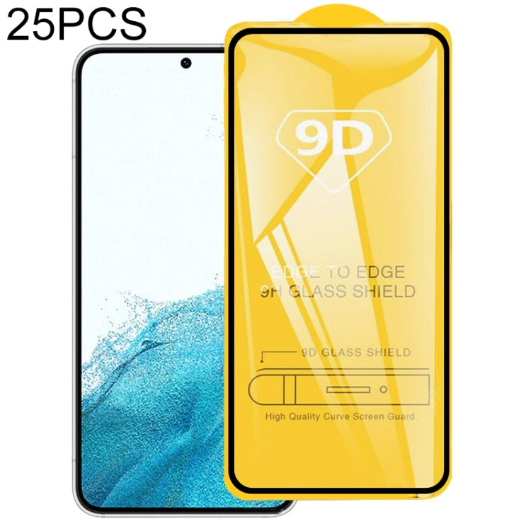 Para Samsung Galaxy S22 5G no es compatible con el desbloqueo de huellas dactilares 25 piezas de película de vidrio templado de pantalla de pegamento completo