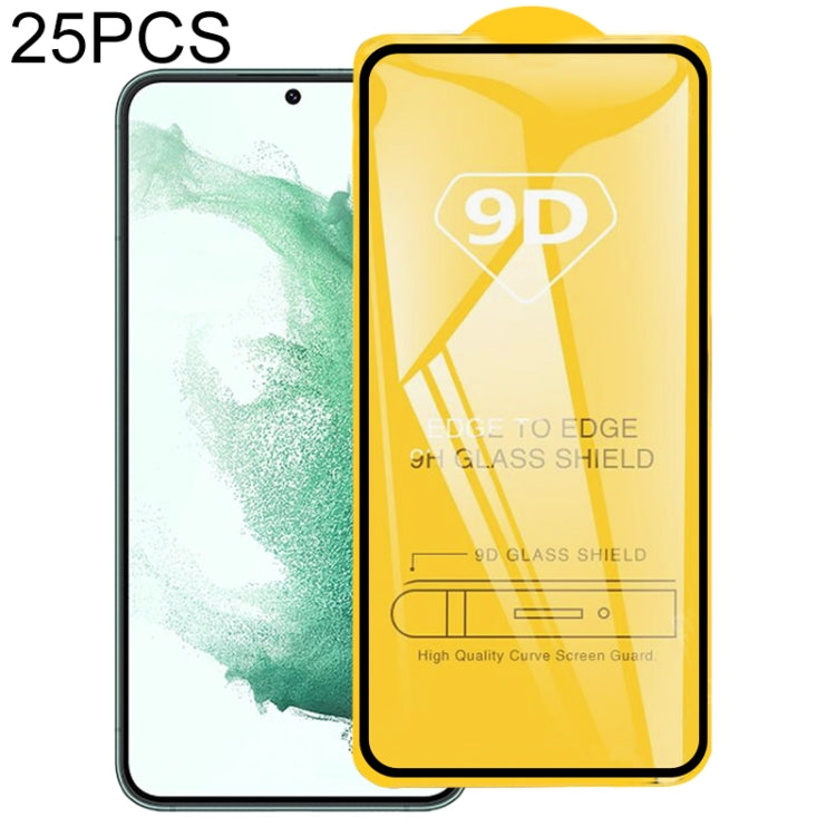Para Samsung Galaxy S22 + 5G no es compatible con el desbloqueo de huellas dactilares 25 piezas de película de vidrio templado de pantalla de pegamento completo