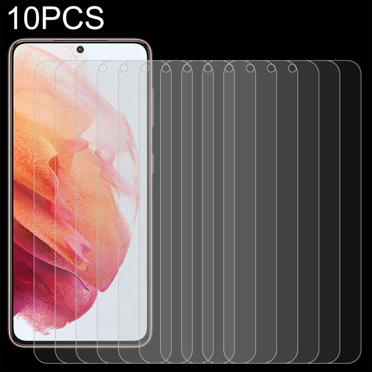 Para Samsung Galaxy S21 5G 10pcs 0.26mm 9H 2.5D Película de vidrio templado, no se admite el desbloqueo de huellas dactilares