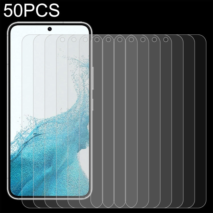 Para Samsung Galaxy S22 5G 50pcs 0.26mm 9H 2.5D Película de vidrio templado, no se admite el desbloqueo de huellas dactilares