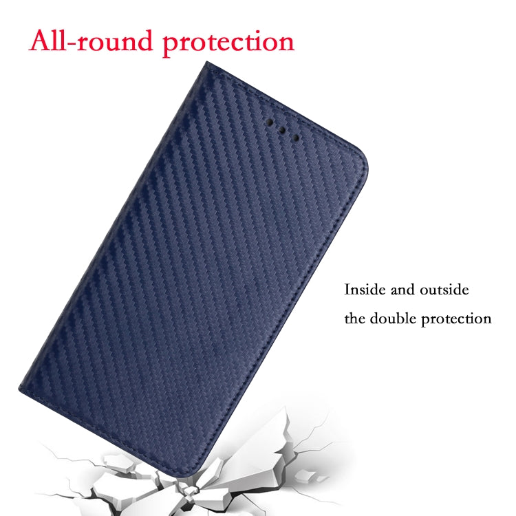 Para Samsung Galaxy A13 5G Fibra de carbono Textura Soporte Flip Telephone de cuero (azul)