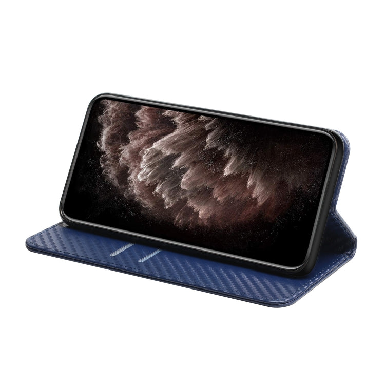 Para Samsung Galaxy A13 5G Fibra de carbono Textura Soporte Flip Telephone de cuero (azul)