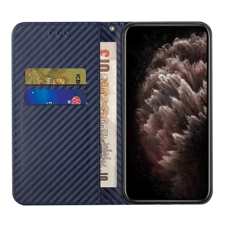 Para Samsung Galaxy A13 5G Fibra de carbono Textura Soporte Flip Telephone de cuero (azul)