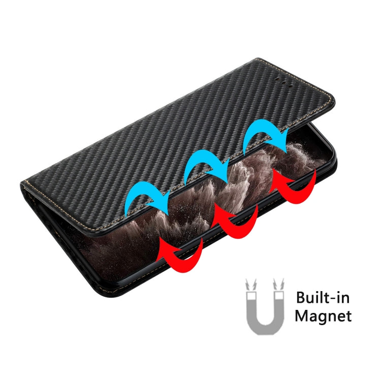Para Samsung Galaxy S22 + 5G Carbon Fiber Texture Titular de la funda de cuero (Negro)