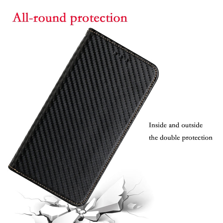 Para Samsung Galaxy S22 + 5G Carbon Fiber Texture Titular de la funda de cuero (Negro)
