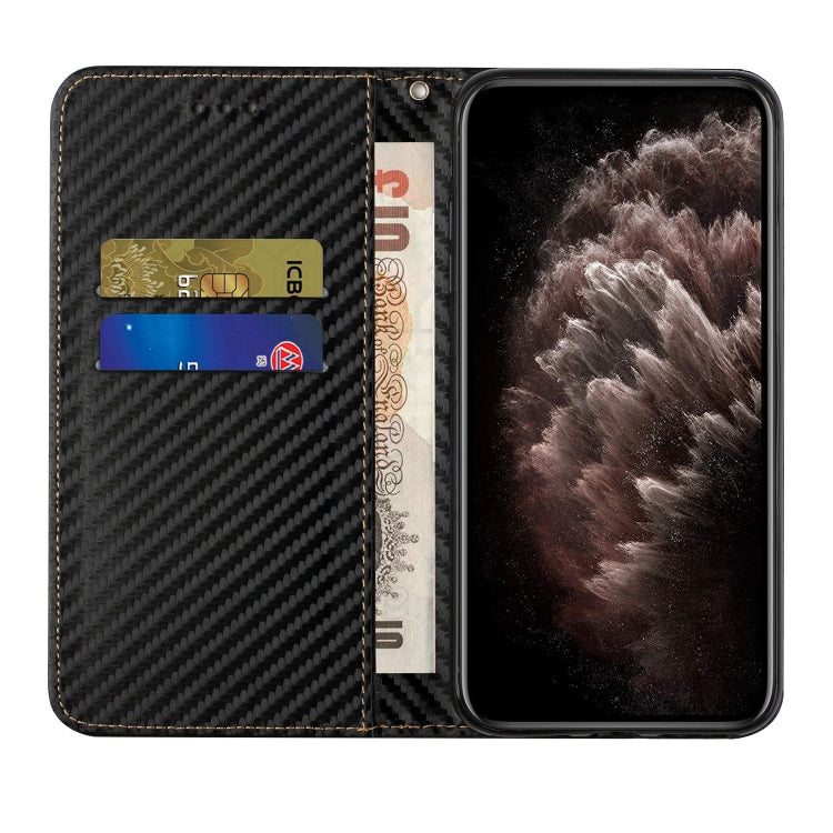 Para Samsung Galaxy S22 + 5G Carbon Fiber Texture Titular de la funda de cuero (Negro)