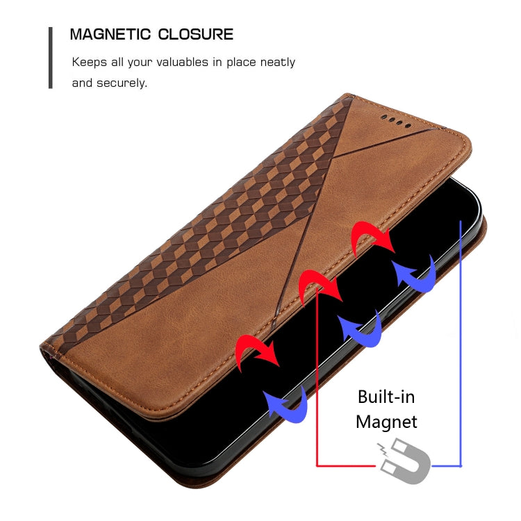 Para Samsung Galaxy A23 Diamond Splicing Piel Siente la caja del teléfono de cuero magnético (Marrón)