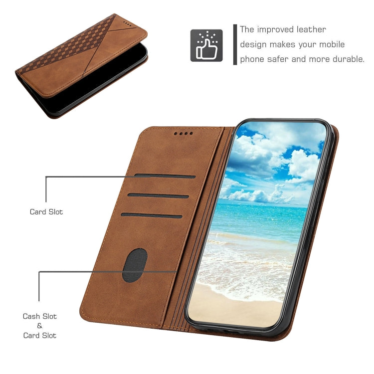 Para Samsung Galaxy A23 Diamond Splicing Piel Siente la caja del teléfono de cuero magnético (Marrón)