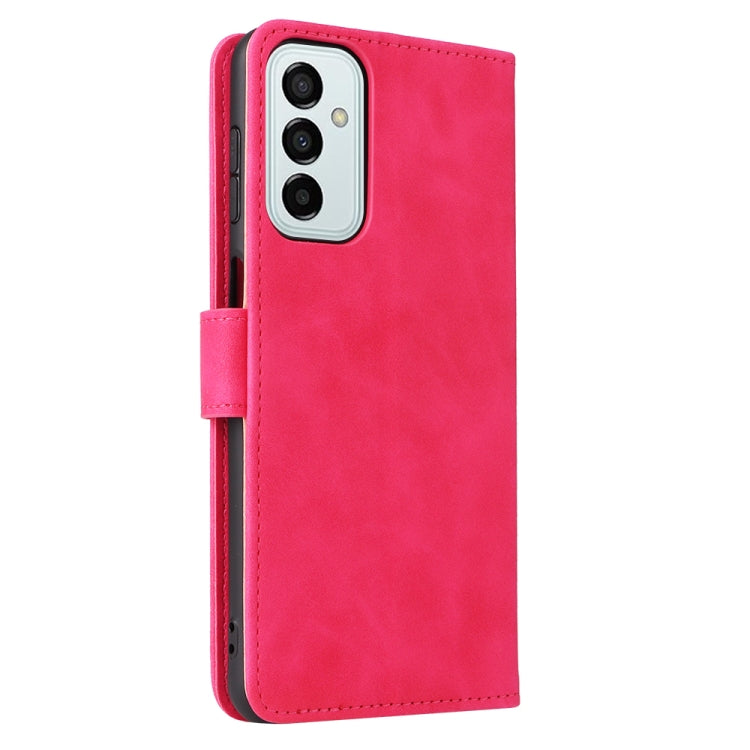 Para Samsung Galaxy M23 5G piel siente la caja del teléfono de cuero con flip magnético (oro rosa)