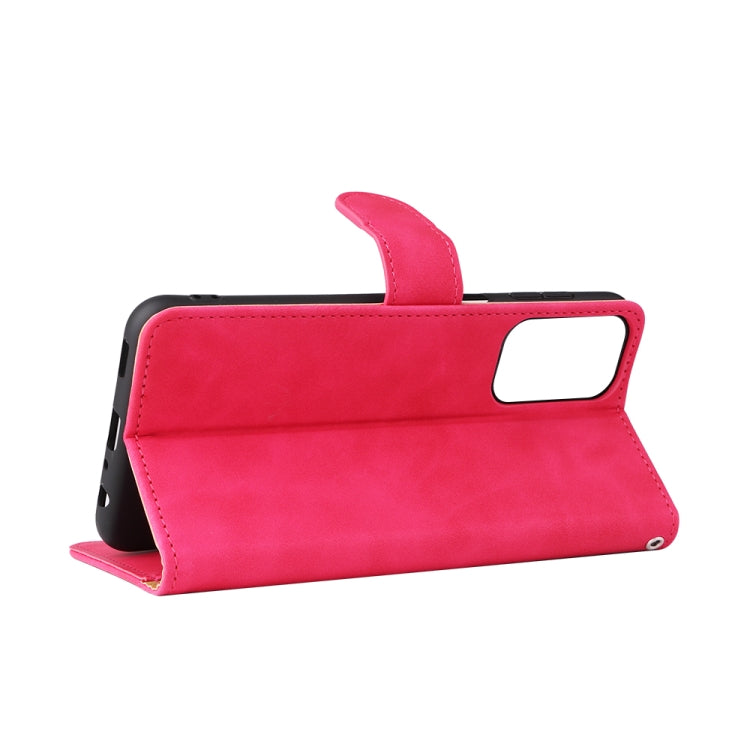 Para Samsung Galaxy M23 5G piel siente la caja del teléfono de cuero con flip magnético (oro rosa)