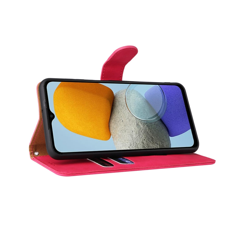 Para Samsung Galaxy M23 5G piel siente la caja del teléfono de cuero con flip magnético (oro rosa)