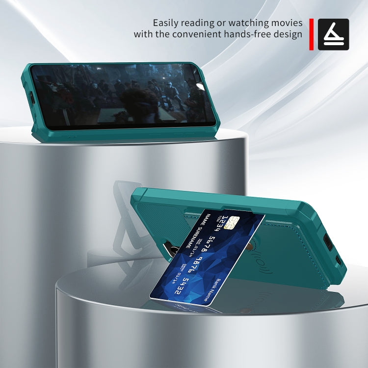 Para Samsung Galaxy S21 5g Magnético Bolsa de Tarjeta Tarjeta de cuero Funda telefónica (Cian)