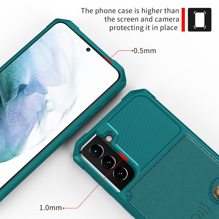 Para Samsung Galaxy S21 5g Magnético Bolsa de Tarjeta Tarjeta de cuero Funda telefónica (Cian)