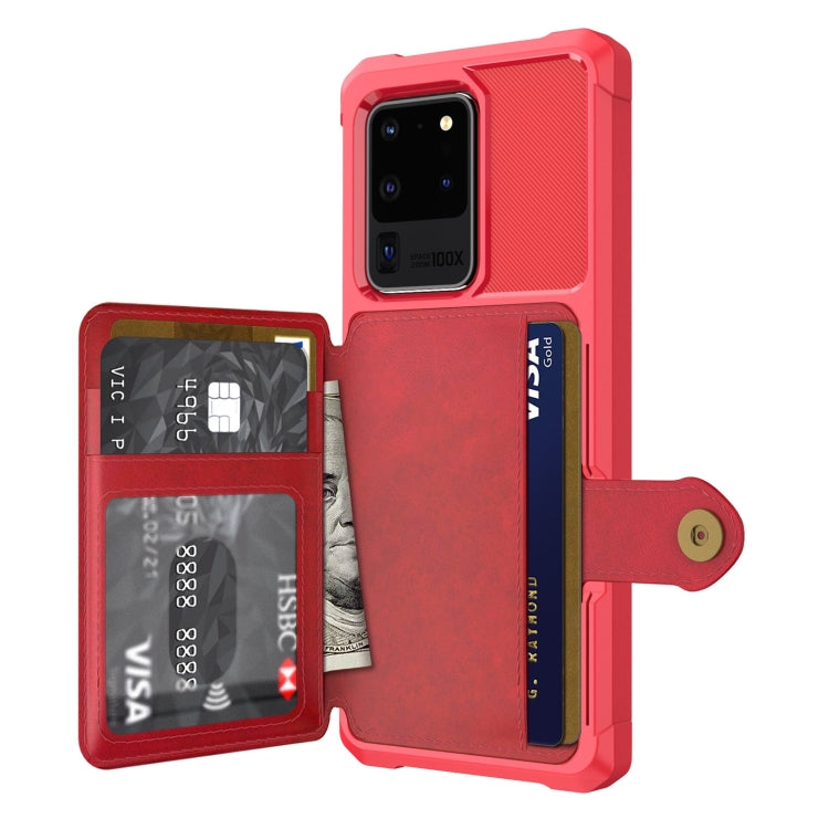 Para Samsung Galaxy S20 + Magnético Bolsa de Tarjeta Tarjeta Teléfono de cuero (rojo)