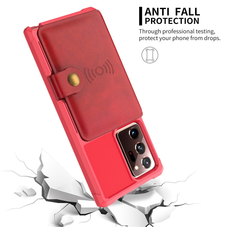 Para Samsung Galaxy Note20 Tarjeta de billetera ultra Magnética Caja del teléfono de cuero (rojo)