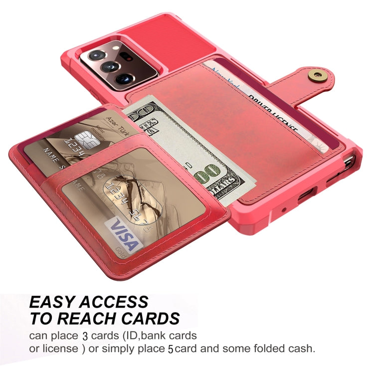 Para Samsung Galaxy Note20 Tarjeta de billetera ultra Magnética Caja del teléfono de cuero (rojo)