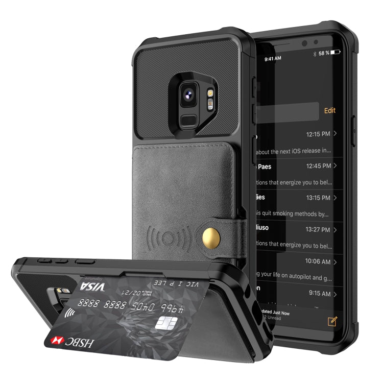 Para Samsung Galaxy S9 Bolsa de Tarjeta Magnética Magnética Funda telefónica de cuero (Negro)