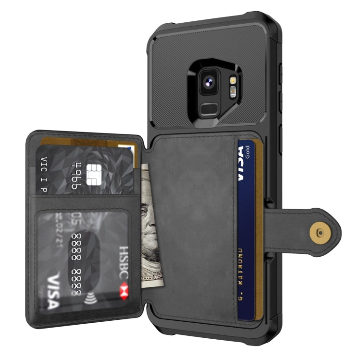 Para Samsung Galaxy S9 Bolsa de Tarjeta Magnética Magnética Funda telefónica de cuero (Negro)