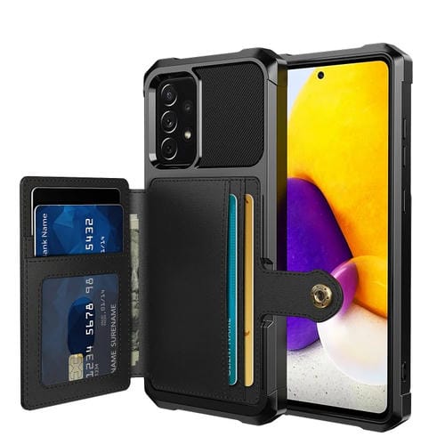 Para Samsung Galaxy A72 5G / 4G Magnético Bolsa de Tarjeta Magnética Funda telefónica de cuero (Negro)