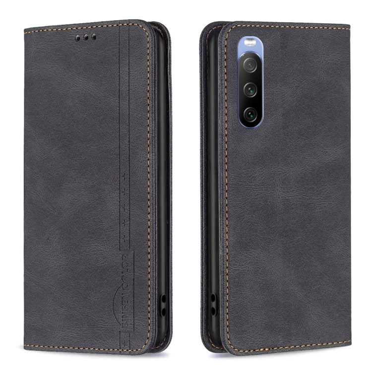 Para Sony Xperia 10 III Bloqueo de RFID magnético Bloqueo de cuero antirrobo de cuero (negro)