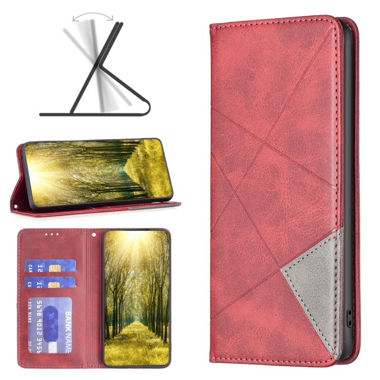 Para Sony Xperia 1 III Case de teléfono de cuero magnético invisible prismático (rojo)