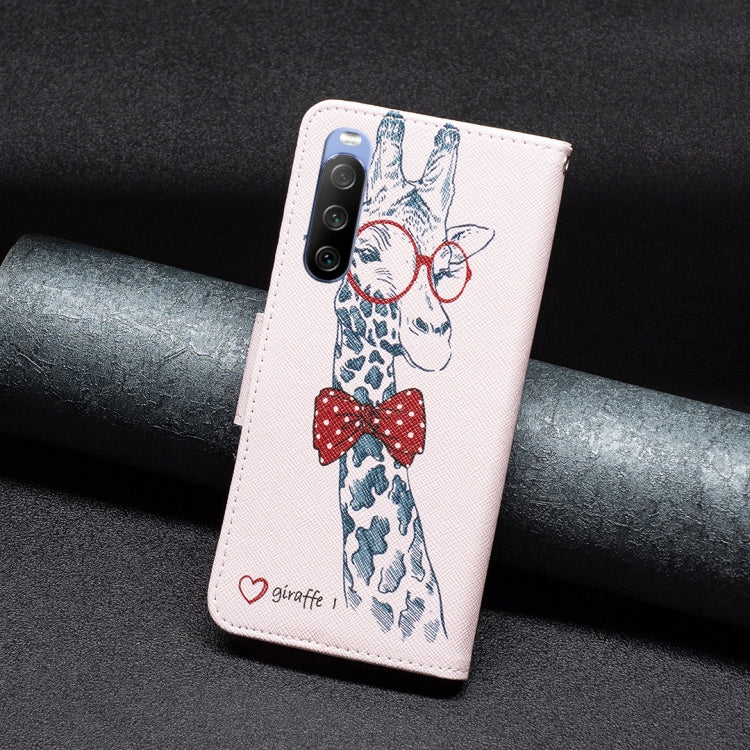 Para Sony Xperia 10 III Drawing Pattern Funcho de cuero (ciervo)