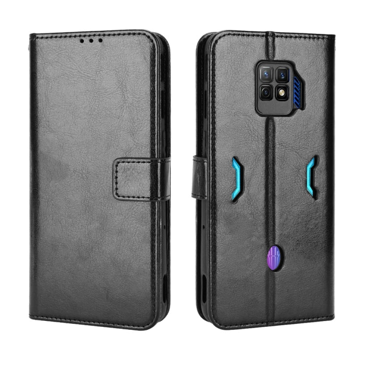 Para ZTE Nubia Red Magic 7 Pro Crazy Horse Texture Horizontal Flip Phone Cuero Case (negro)