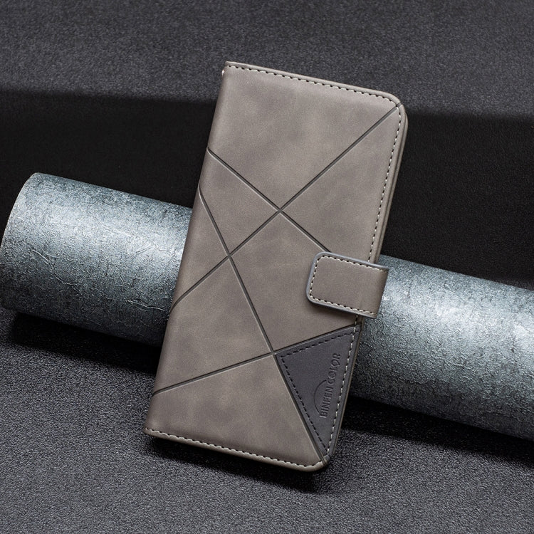 Para Sony Xperia 5 III BF05 Magnetic Buckle Rhombus Texture Case de cuero (gris)