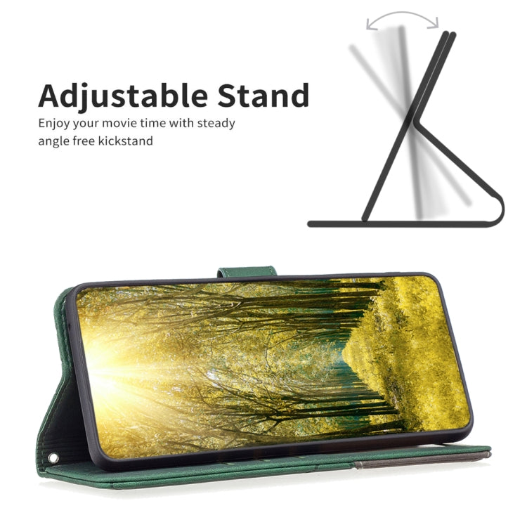 Para Sony Xperia 10 III BF05 Magnetic Buckle Rhombus Texture Case de cuero (verde)