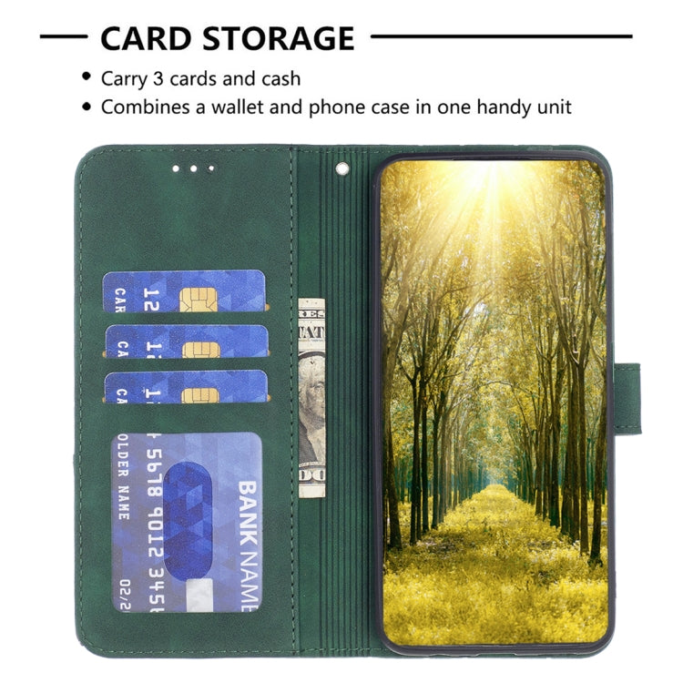 Para Sony Xperia 10 III BF05 Magnetic Buckle Rhombus Texture Case de cuero (verde)