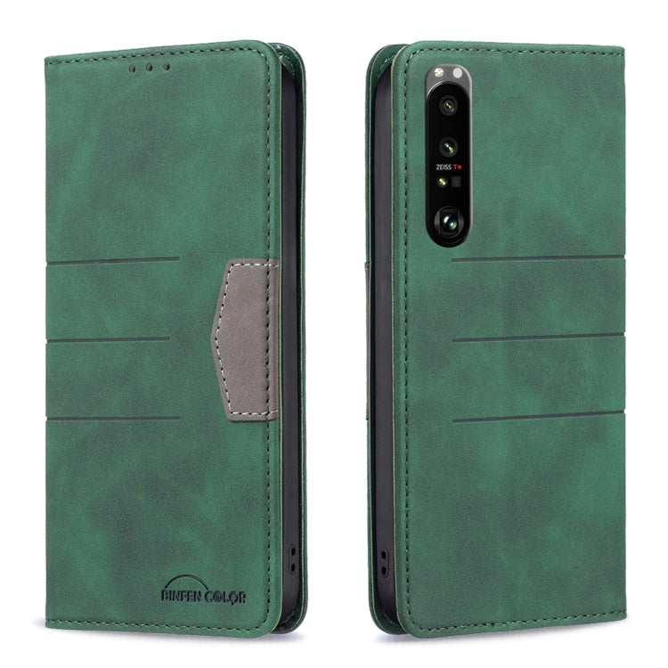 Para Sony Xperia 1 III Case de teléfono de cuero de empalme magnético (verde)