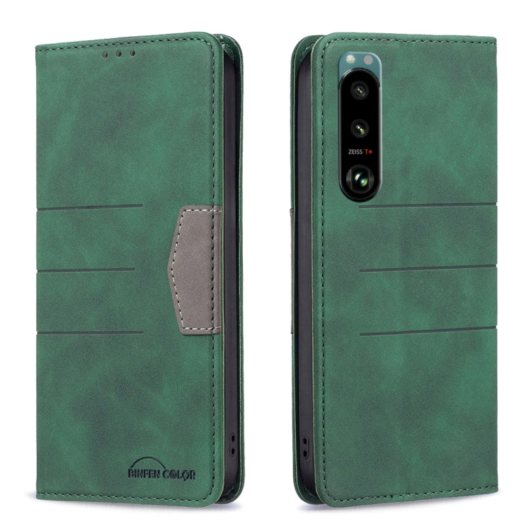 Para Sony Xperia 5 III Case de teléfono de cuero de empalme magnético (verde)