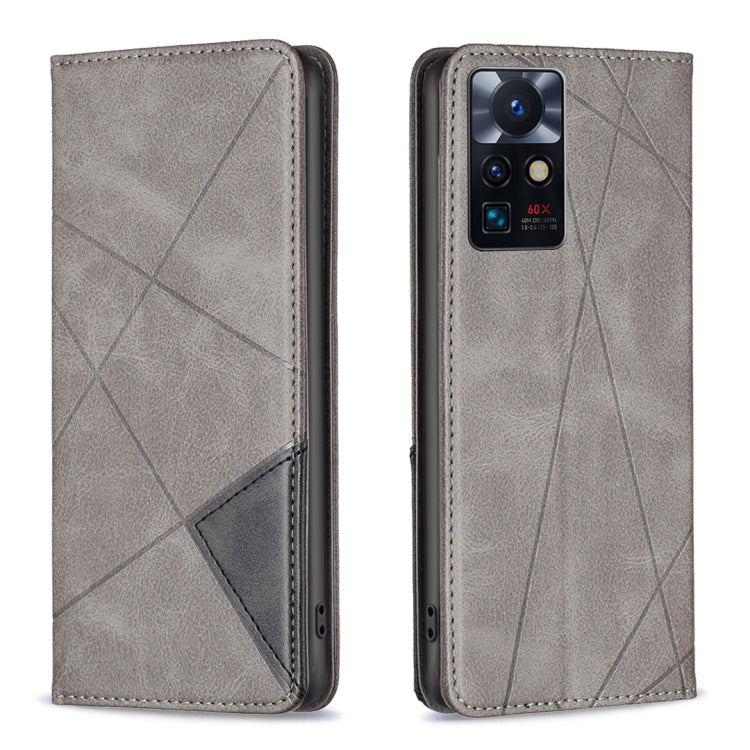 Para infinix cero x estuche de teléfono de cuero magnético invisible neo prismático (gris)