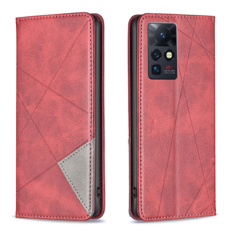 Para infinix cero x / x pro prismático funda de teléfono de cuero magnético invisible (rojo)