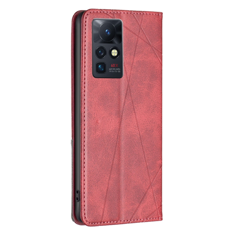 Para infinix cero x / x pro prismático funda de teléfono de cuero magnético invisible (rojo)