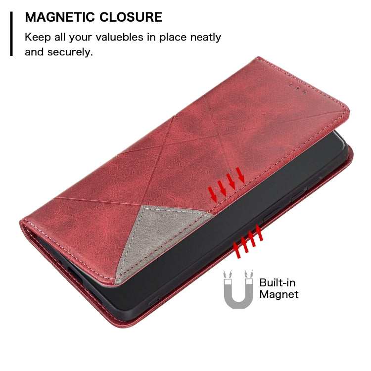 Para infinix cero x / x pro prismático funda de teléfono de cuero magnético invisible (rojo)