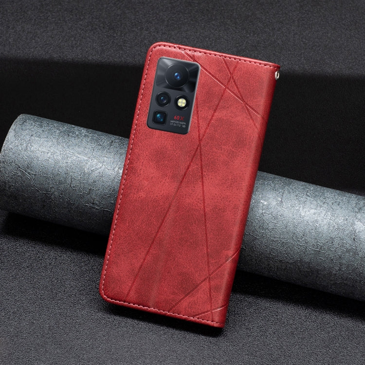 Para infinix cero x / x pro prismático funda de teléfono de cuero magnético invisible (rojo)