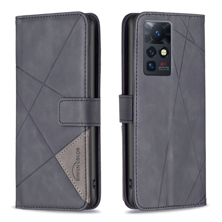 Para infinix cero x / x pro bf05 hebilla magnética rhombus textura de textura de cuero estuche (negro)