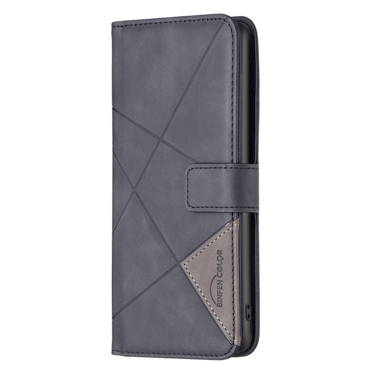 Para infinix cero x / x pro bf05 hebilla magnética rhombus textura de textura de cuero estuche (negro)