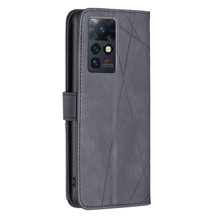 Para infinix cero x / x pro bf05 hebilla magnética rhombus textura de textura de cuero estuche (negro)
