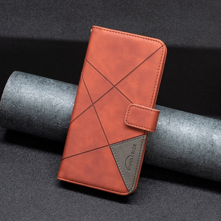 Para infinix cero x / x pro bf05 hebilla magnética rhombus textura de textura de cuero caja (marrón)
