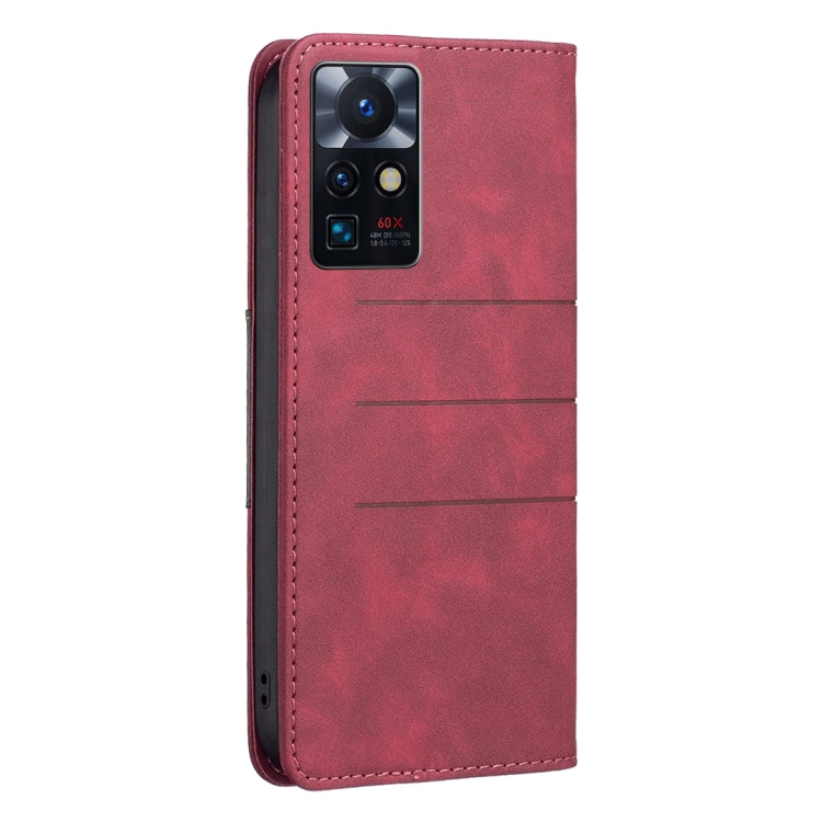 Para infinix cero x neo magnético empalme de cuero estuche (rojo)