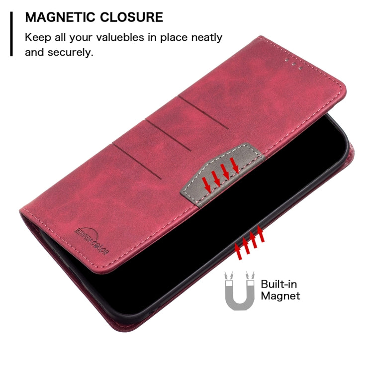 Para infinix cero x neo magnético empalme de cuero estuche (rojo)