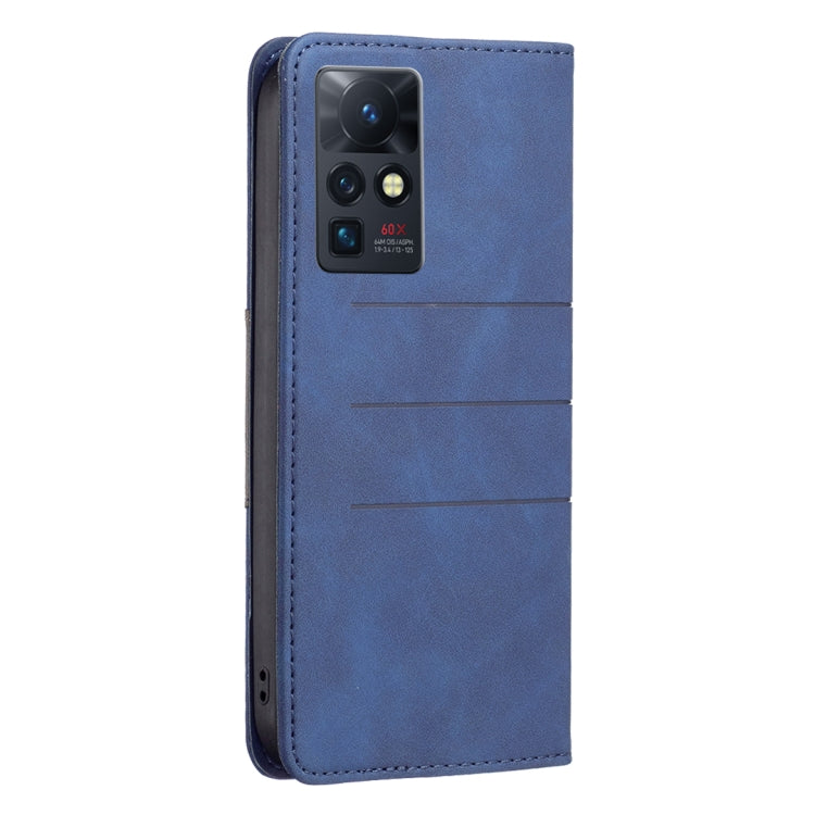 Para infinix cero x / x pro magnético de empalme de cuero caja de teléfono (azul)
