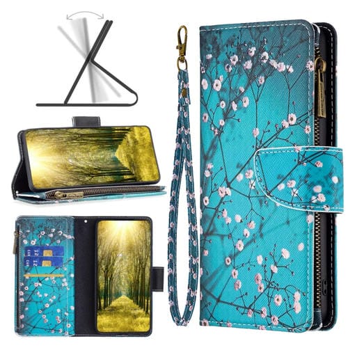 Para Honor 60 Pro Colored Drawing Pattern Zipper Horizontal Flip Leather Case (Plum Blossom)