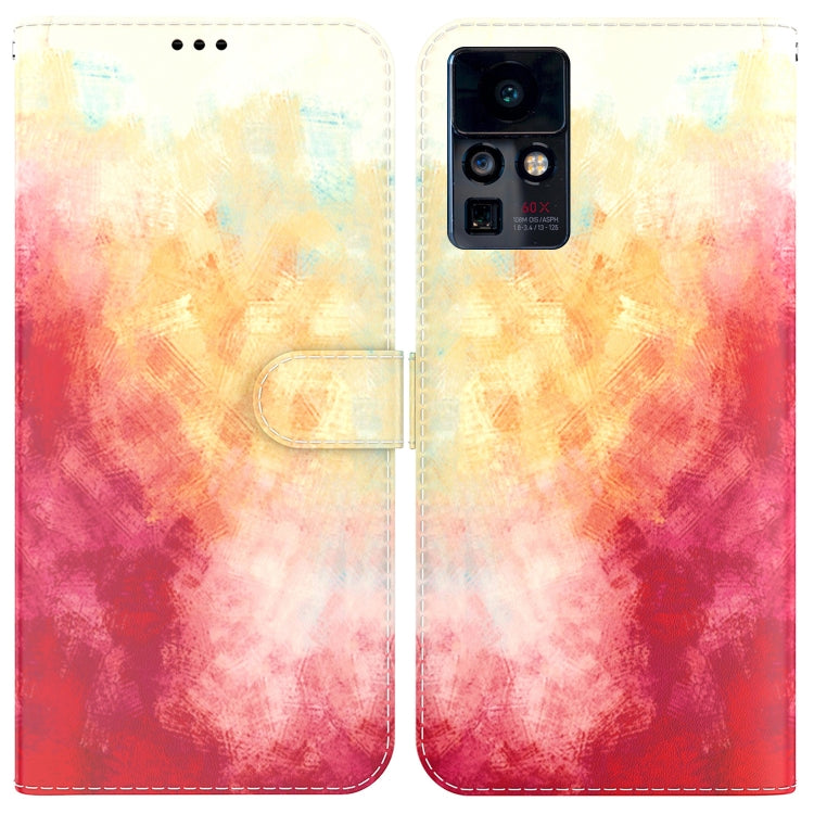 Para infinix cero x neo / x6810 estuche de cuero de patrón de acuarela (cereza de primavera)
