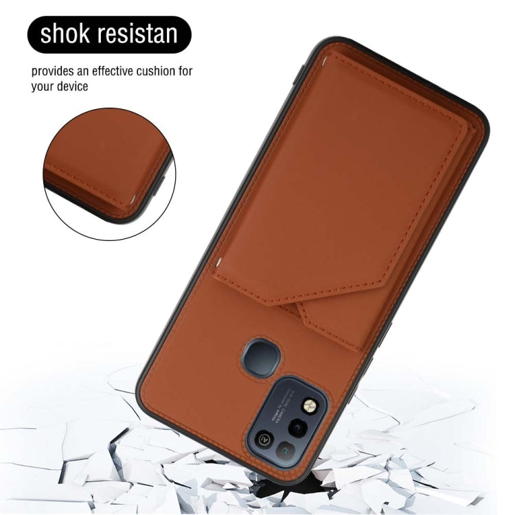Para Infinix Hot 10 Play / 11 Play Skin Feel Feel PU + TPU + PC Telephone (Brown)